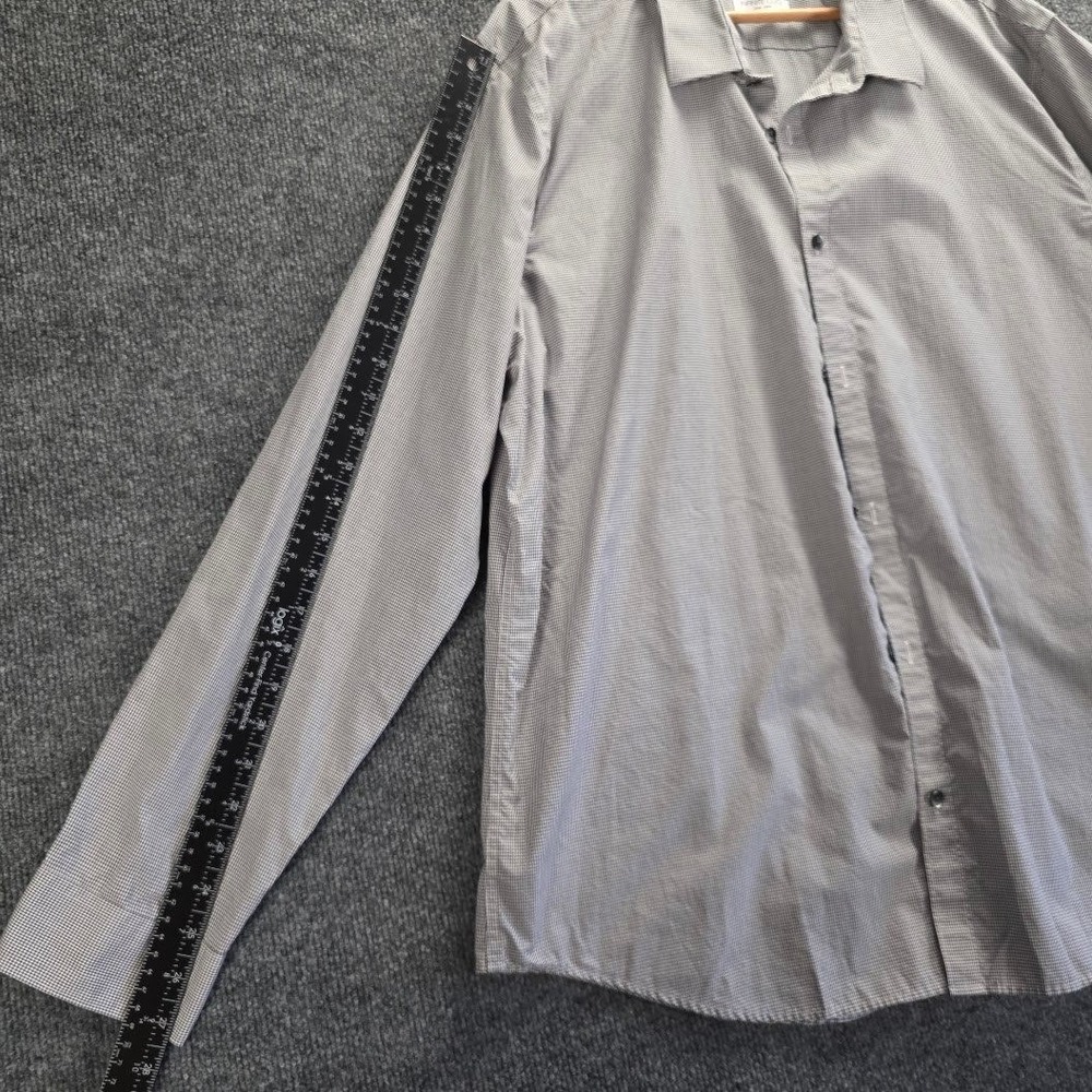 Calvin Klein Mens XXL Infinite Cool Non-Iron Button Down Shirt Black White Check - Picture 10 of 12